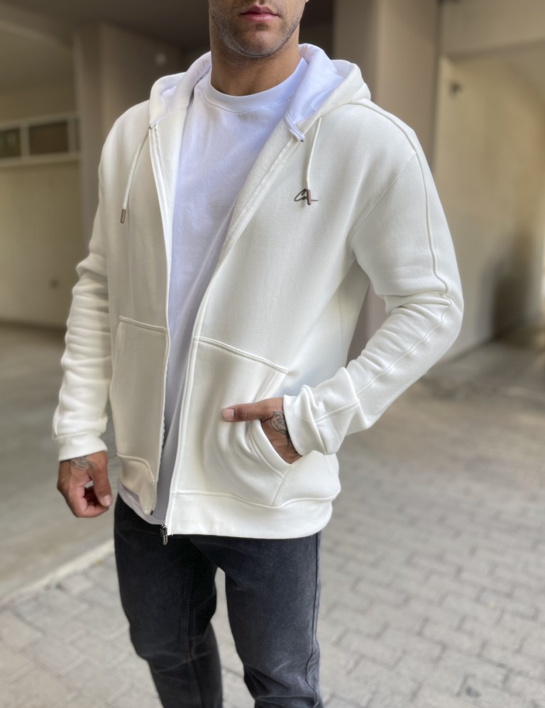 Ανδρική λευκή ζακέτα φούτερ 4277L φωτογραφία